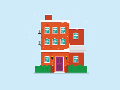 Snowy design flat house illustration minimal vector