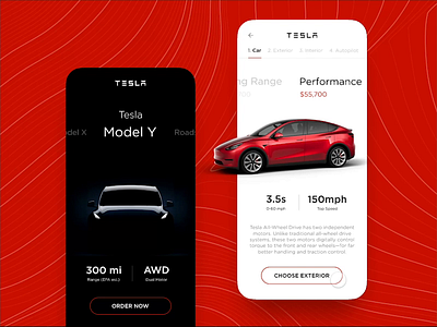 Tesla Model Y — Mobile App animation automotive car clear design dailyui graphics motion review speed tesla ui ux vehicle