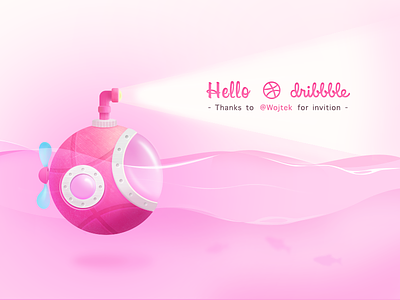 Hello Dribbble From Auv debut desgin first shot submarine