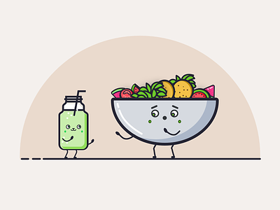 Happy Falafel Salad 🥗 clean flat graphic happy icon illustration juice salid vector