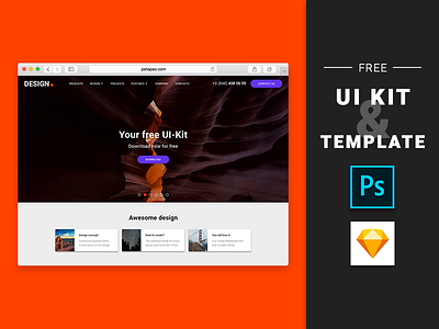 [PSD&Sketch] Free UI Kit by Perfect Shapes Project download free freebie freepsd page psproject template uikit web