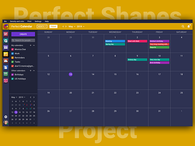 Perfect Calendar 📅Dark Version 🌚 app brand branding dark dark ui design icon illustration interface logo psproject sketch typography ui ux vector web