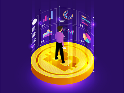 Blockchain Tech. analyze blockchain data illustration isometric