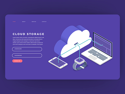 Cloud Storage Technology cloud connect data design illustration isometric storage ui uxui