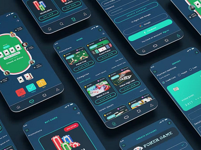 Online Poker Game & Casino Black App & Ui Kit android app app design design ios mobile mobile app