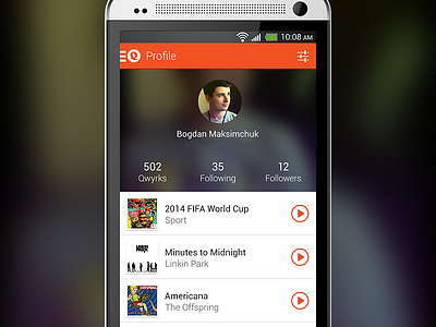 Qwyrk Profile android app music orange profile tracks