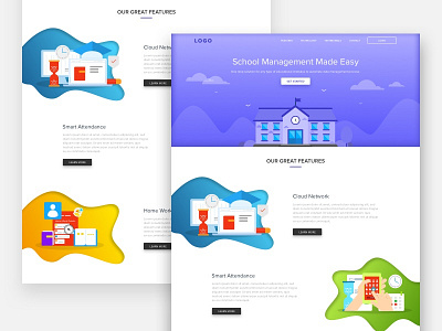 School Management System creative design education illustrations landing page ui ux web website