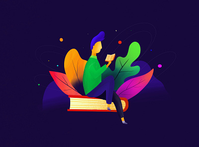 Read Book 2019 book colorful design dribbble gradient illustration minimal read ui vector web website