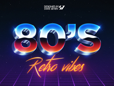 80s Chrome Text Effect