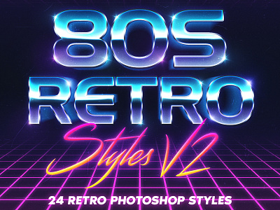 80's Photoshop Style 80s arcade game chrome cyber punk mockup neon photoshop styles psd retro text effect text mockup