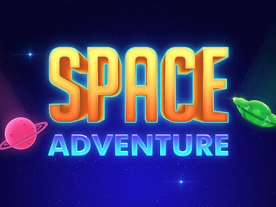 Space Adventure Text Effect 3d text game game design game ui graphic design illustration logo mockup psd text effect ui