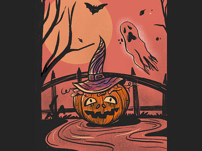 🎃 Happy Halloween 🎃 bat digital art ghost graphic design halloween horror illustration procreate pumpkin spooky texture vector
