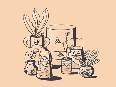 Pots & Plants 🪴 graphic design illustration plant pots procreate textures