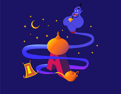 A-Z of Animated Movies/Series - A for Aladdin 26daysoftype a a letter a day aladdin animated disneyland graphic design illustraion isometric illustration movies pixar series vector