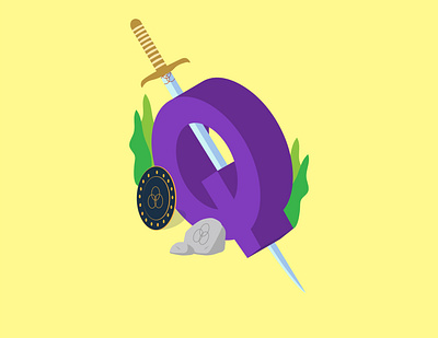 A-Z of Animated Movies/Series - Q for Quest for Camelot 26daysoftype a letter a day alphabet disney graphic design illustraion illustrator isometric illustration pixar prince princess q quest series typography vector