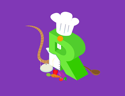 A-Z of Animated Movies/Series - R for Ratatouille 26daysoftype a letter a day alphabet chef disney graphic design illustraion illustrator isometric illustration pixar r ratatouille series typogaphy vector