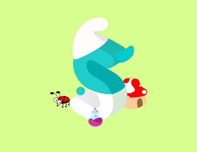 A-Z of Animated Movies/Series - S for Smurfs 26daysoftype a letter a day alphabet disney graphic design illustraion illustrator isometric illustration pixar s series smurfs typography vector