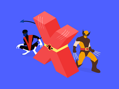 A-Z of Animated Movies/Series - X for X-Men 26daysoftype a letter a day alphabet disney graphic design illustraion illustrator isometric illustration marvel marvel comics pixar series typography vector wolverine x xmen