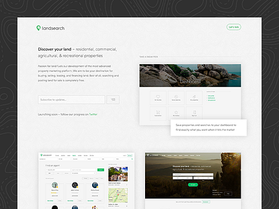 Discover your land - coming soon coming soon landing page launch pre launch real estate sign up splash