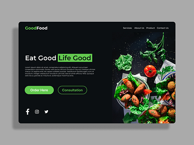 Good Food landing page ui design app branding design food healty healty food landing page ui ux website