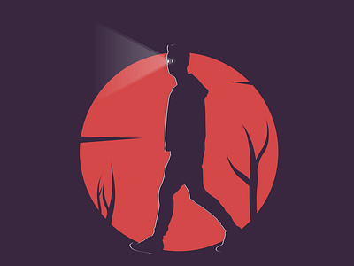 Night Watch alone dead design illustration moon nightlife red vector walking zombie