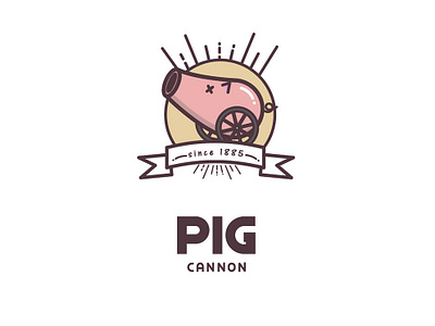 Pig Cannon animal illustration animal logo branding cannon clean design dribbble illustration logo logo design logos minimal pigs pink vector