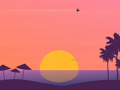 Sunset in the beach beach calm design evening gradient illustration minimal music plane sky summer sun sunset ui vector