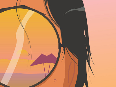 The sunset beach design dribbble fun illustration lady ocean sun sunglass sunset vacation vector