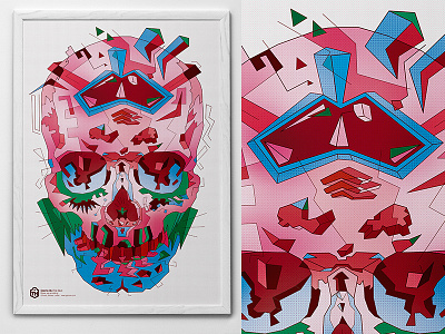 Pink skull. Cosmo #35 art cosmo dotts green illustration pattern pink poster red skull typohole