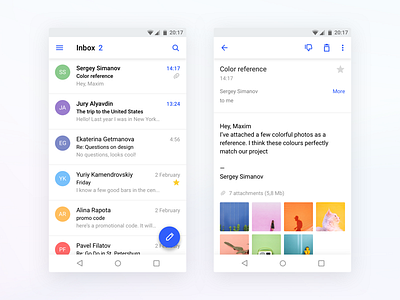 Rambler/mail for Android android app clean colors mail material minimal rambler ui wip