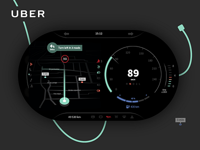 Uber operating system •• Dashboard car interface dashboard digital car gps operating system speed counter speedometer uber volvo