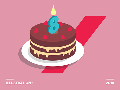Illustration for AXA • insurance brand birthday cake candle celebration chocolate illustration party yummy