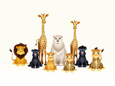 Zoo Animals characters cute fun game gradients ios mobile