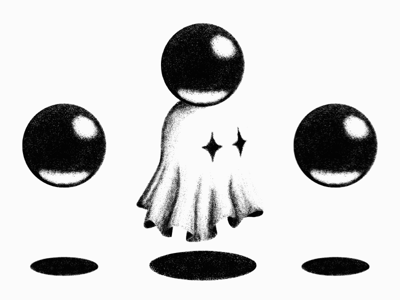 Ghost animation art ball charcoal creepy dark design drawing eye float floating ghost hand drawn illustration mime psychic shadow