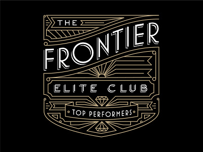 Frontier Elite Club black clean club design diamond drawing elite frontier gold icon illustration line linework modern shirt sun top tshirt typography vector