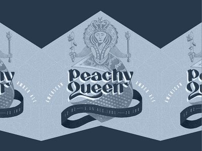 Peachy Queen V2 beer branding crown design drawing hand drawn illustration king label logo pattern peachy playing card queen ribbon royalty scepter sword texture type