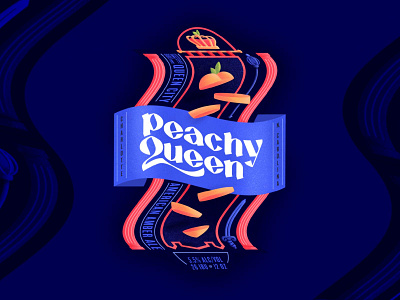 Peachy Queen V1 beer bold branding column crown design drawing experimental hand drawn illustration king label logo peach peachy queen royalty texture typography warped