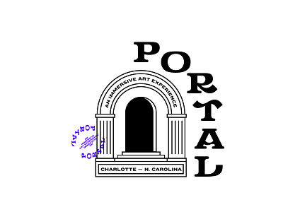 P O R T A L 3 abstract black branding column design doorway drawing experimental hole icon illustration line linework logo portal space stairs stamp type typography