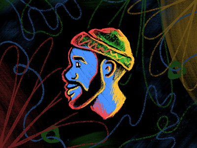 Tae Portrait beanie brand branding brush caricature drawing faces fresco hand drawn head headshot illustration line linework neon personal portrait procreate profile texture