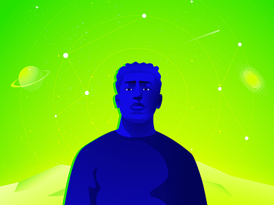 Feel universe blue connect cosmic design feel graphic green illustration space universe
