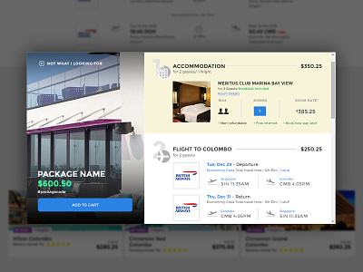 Package Detail Card cruise itinerary card package detail card package details popup ui card