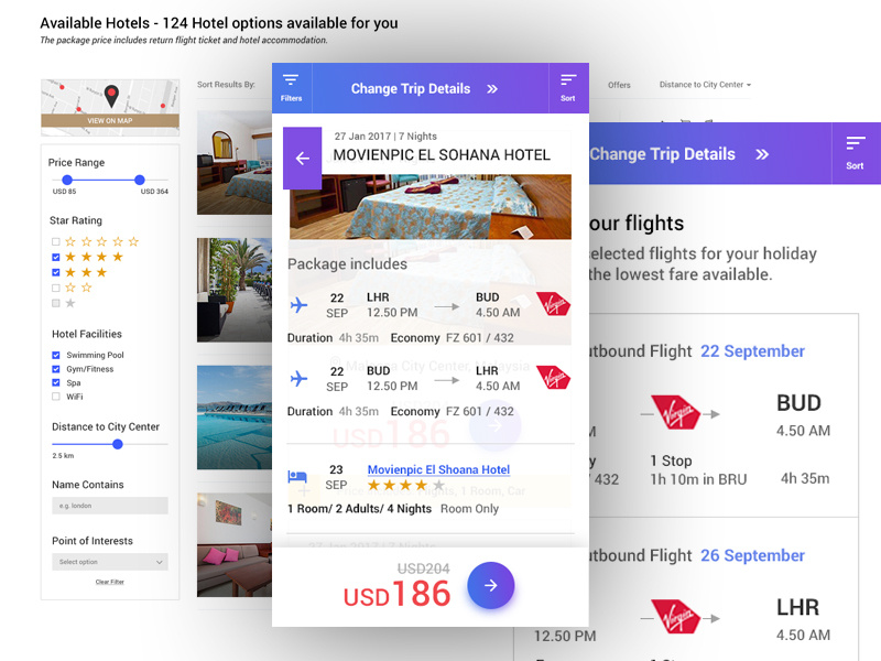 Book your journey flight ui travel ui responsive hotel card booking card package card flight card booking package