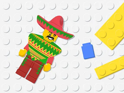 Mexican character clean flat illustration lego mexican vector