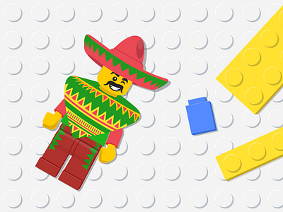 Mexican character clean flat illustration lego mexican vector