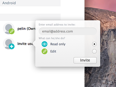 Invite Popover