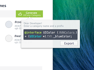 @interface UIColor (RVNColors) alpha color design development ios mac palette popover ui