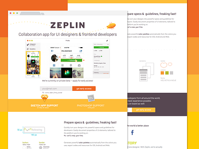 Zeplin's landing page