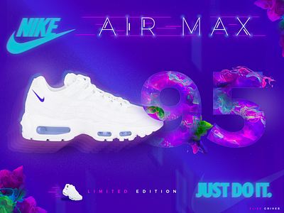Nike Air Max 95 color design effect graphic illustration photoshop purple shoes