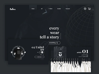 Cloth Web Design Concept | telme.co branding dark mode dark theme dark ui design typography ui uiux vector web web design website website design