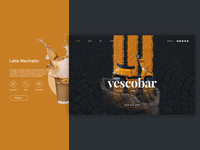 Coffeeshop Web Concept | Vescobar branding dark mode dark ui design logo ui uiux ux web design website website design